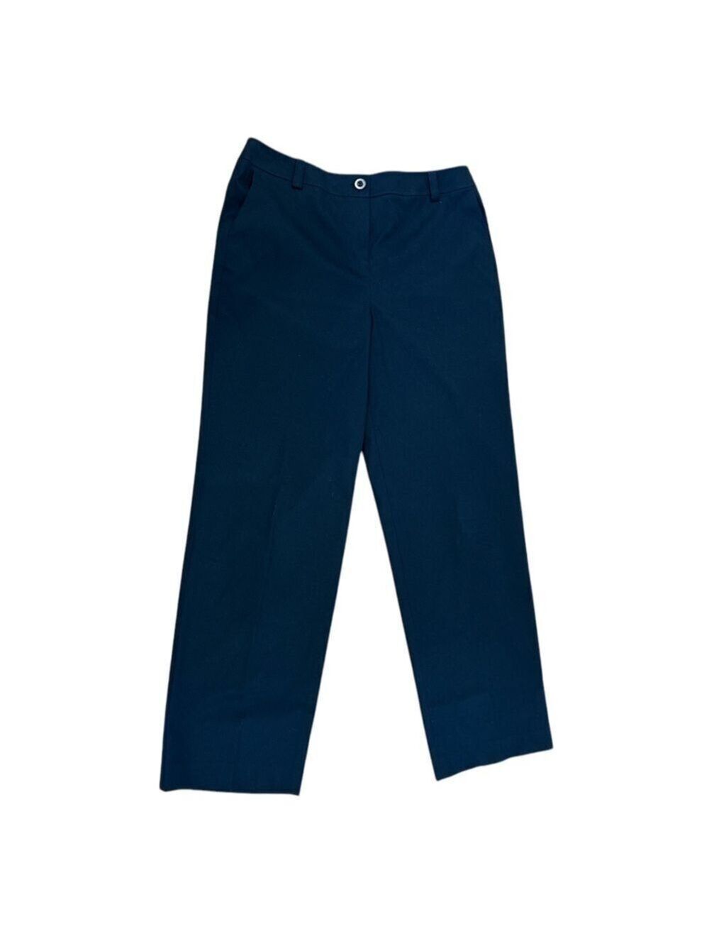 90s TALBOTS NAVY PANTS W BACK BUTTON FLAP POCKETS OFFICE BUSINESS CASUAL SZ 14